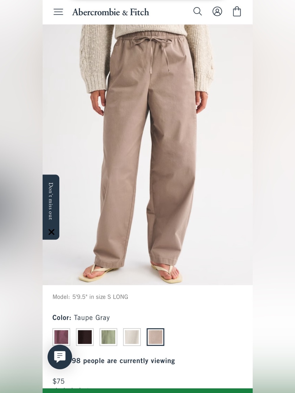 Abercrombie & Fitch The A&F Sunday Soft Wide Leg Pant Wide Leg Pants in Brown